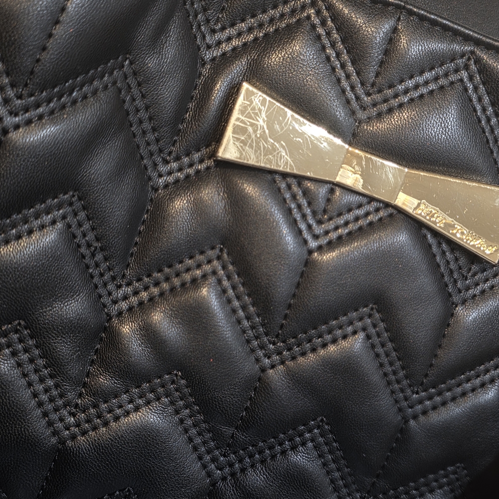 Betsey Johnson Black Quilted Shoulder Bag with Floral Accent - Picture 2 of 10